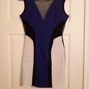 Charlotte Russe Blue and Black Sheer Mini Y2K Style Dress Size Large